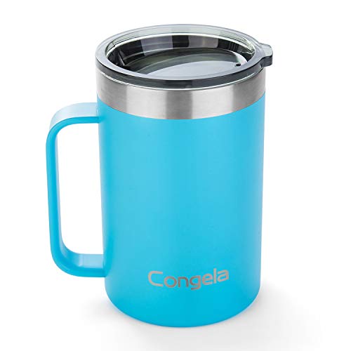 Congela 18oz Blue 손잡이가 있는 스테인레스 스틸 절연 커피 머그 뜨거운 음료와 차가운 음료를 위한 Tritan 뚜껑이 있는 579153 미국출고 캠핑컵