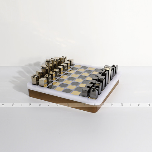 럭셔리 원목 금속판 모델하우스 서재 침실 체스나라 고급 chess