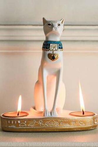 이국적인 이집트 고양이 촛대 조각 모형 액세서리 빈티지 인테리어