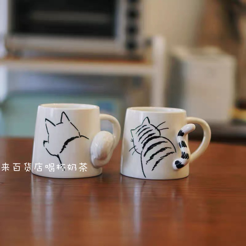 입체 머그컵 도자기 동물 고양이 강아지 커피컵 가정용-616054