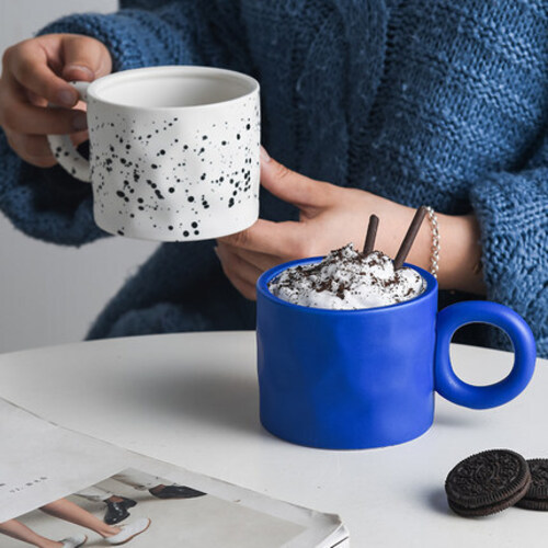 디자인 머그컵 클라인 블루머그 커피잔 고급 세련된 컵 도자기컵 커플 물컵 오피스