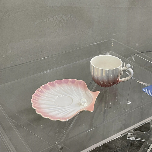 디자인 머그컵 그라데이션 진주 도자기 컵 접시 세트 커피