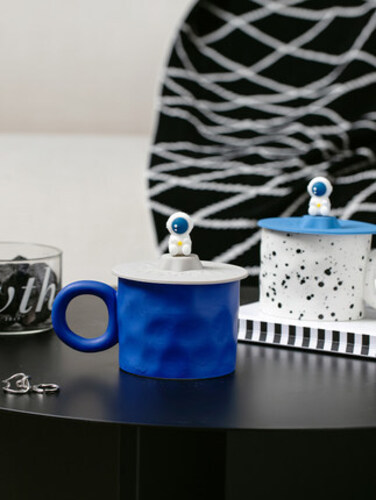 디자인 머그컵 클라인 블루머그 뚜껑 세라믹컵 쁘띠커피컵 사무실 물컵