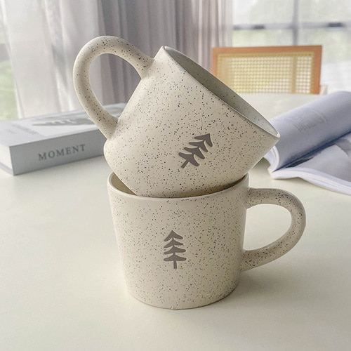 디자인 머그컵 소나무 패턴 도자기컵 커피잔 제비