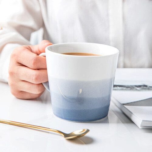 디자인 머그컵 안개바다 그라데이션 도자기컵 감각 커피컵 심플