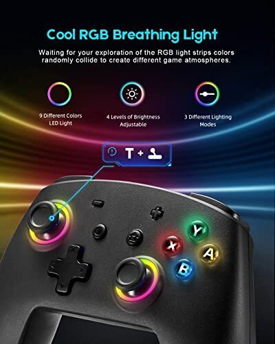 게임 무선 컨트롤러 미국 스위치 9가지 LED 색상 YKOEX 스위치 프로 와 스위치 OLED 스위치 라이트 호환 게임 패드-621001