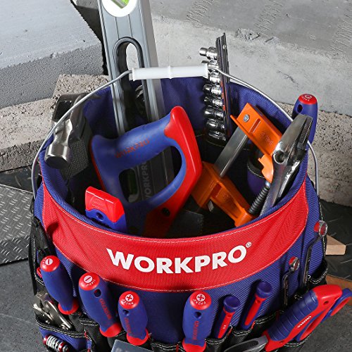 목수 공구가방 미국 WORKPRO 버킷 도구 정리 도구 51 포켓 갤런 버킷에 맞음-도구는 제외-616906