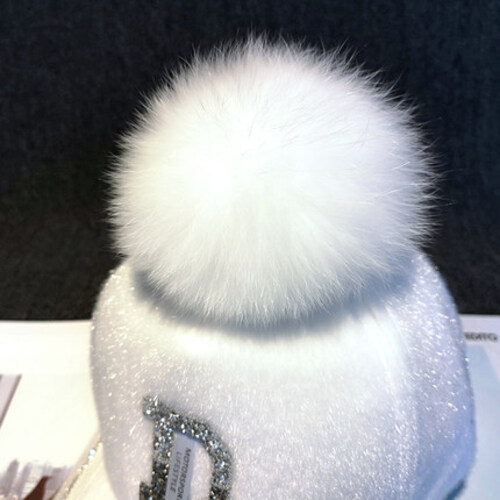 방울 털모자 여우털 가을 겨울 모자 여성 캐주얼 큐빅 스팽글 야구모자 패션