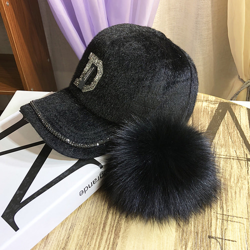 방울 털모자 모자 가을겨울 뽀글뽀글이 큐빅D 스트리트 야구모자