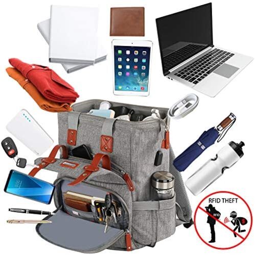 여성용 노트북, 15.6인치 캐주얼 숄더백, USB 충전 포트 RFID 도난 방지 백팩 미국 등산 가방 배낭-626778