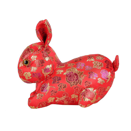 계묘년 토끼 인형 2023년 꽃무늬 토끼 장식인형 뽀글이 토끼해 마스코트 인형