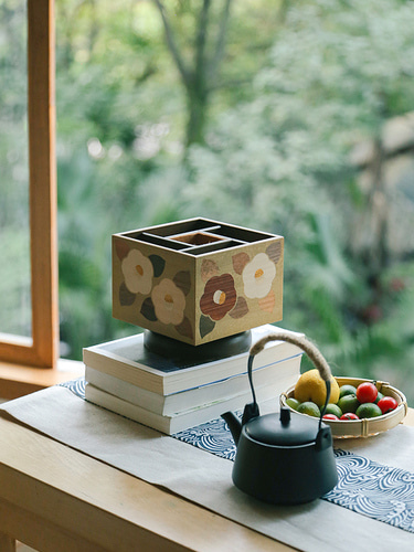 고급 수납함 일본식 기목 세공 리모콘 원목 와풍 테이블 거치대