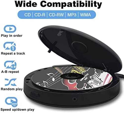 레트로 빈티지 미국 플레이어 루카사 휴대용 블루투스 CD 내장 스피커 스테레오, 개인 워크맨 MP3 충전식 소형-628084