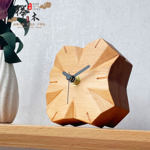 탁상시계 북유럽 원목 작은 테이블 시계 테이블 장식 무음 시계 심플 아이디어 선물