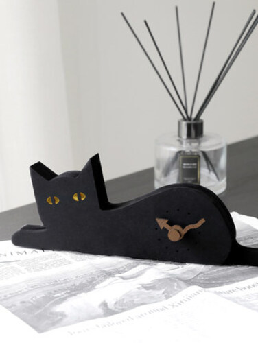 탁상시계 북유럽 만델다 고양이 테이블 상판 시계 받침대 시계 거실