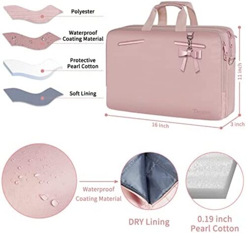 노트북 대형 가방 미국 여성용 15.6인치 귀여운 방수 숄더백,15인치,핑크색-629317