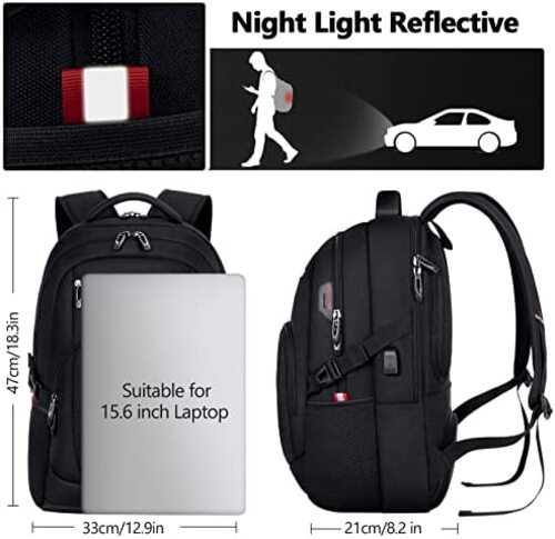 노트북 대형 가방 미국 Bagsure Travel 백팩,USB 충전 포트가 있는 비즈니스 방수 백팩,남성용-629291