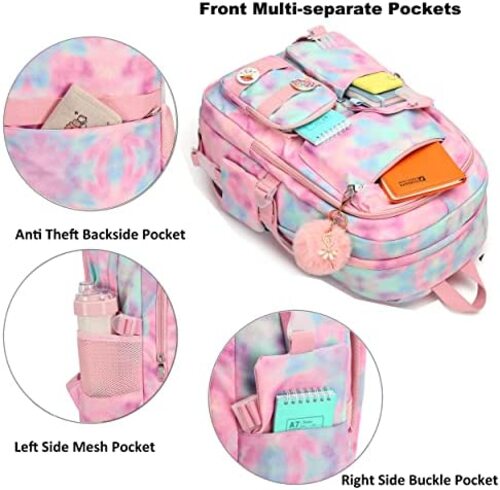 신학기 가방 미국 백팩 Hidds 여성용 노트북 수납 16인치 스쿨백 도난 방지 여행 데이팩 대형 타이다이 핑크-630342
