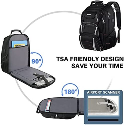 신학기 가방 미국 백팩 여행용 노트북 수납, 남성 여성용 특대 , USB 충전 포트 17인치-630309