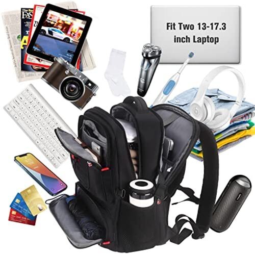 신학기 가방 미국 백팩 여행 남성 17.3인치 노트북 수납 USB 충전 포트 남성 여성, 블랙-630400