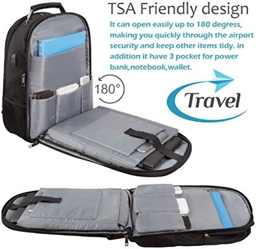 신학기 가방 미국 백팩 여행용 노트북 수납, 대용량 TSA 친화적인 USB 충전 포트가 있는 도난 방지 17인치-630335