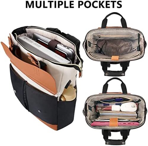 신학기 가방 미국 백팩 컨버터블 토트 여성, USB 충전 포트가 있는 15.6인치 슬림 노트북 수납 경량, 와이드 탑-630323