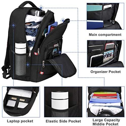 신학기 가방 미국 백팩 여행용 노트북 수납, USB 충전 포트가 있는 남녀를 위한 엑스트라 라지 17인치 노트북 수납-630363