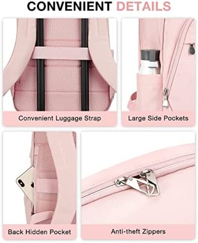 신학기 가방 미국 백팩 BAGSMART 여성용 노트북 수납 15.6인치 USB 충전 포트가 있는 핑크-630356