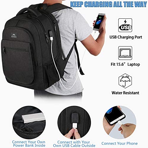 신학기 가방 미국 백팩 남성용 여행, USB 충전 포트 노트북 수납 남성용 15.6인치 블랙-630328