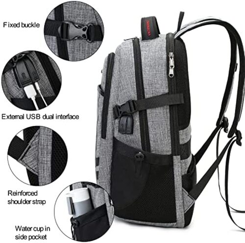 신학기 가방 미국 백팩 남성용 노트북 수납, 학생 여성용 USB 충전 포트가 있는 17인치-630374