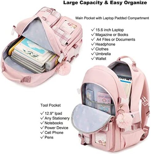 신학기 가방 미국 백팩 키드누, 15.6인치 노트북 수납 키즈 데이팩 핑크 L-630398