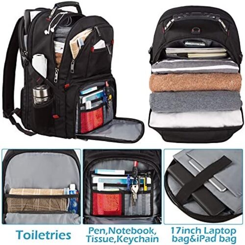 신학기 가방 미국 백팩 여행용 노트북 수납, 대용량 TSA 친화적인 USB 충전 포트가 있는 도난 방지 17인치-630335