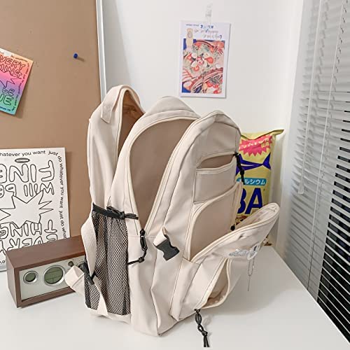 신학기 가방 미국 백팩 GAXOS 을 위한 귀여운 미적 배낭 노트북 수납 흰색-630306