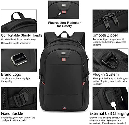 신학기 가방 미국 백팩 노트북 수납 15.6인치 방수 내구성 있는 대학 여행 데이팩 USB 충전 포트 15.6인치, 블랙-630315