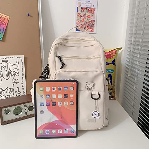 신학기 가방 미국 백팩 GAXOS 을 위한 귀여운 미적 배낭 노트북 수납 흰색-630306