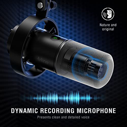유튜브 방송 마이크 미국 FIFINE Dynamic Microphone, XLR/USB Podcast Recording PC, 음소거 기능-630531