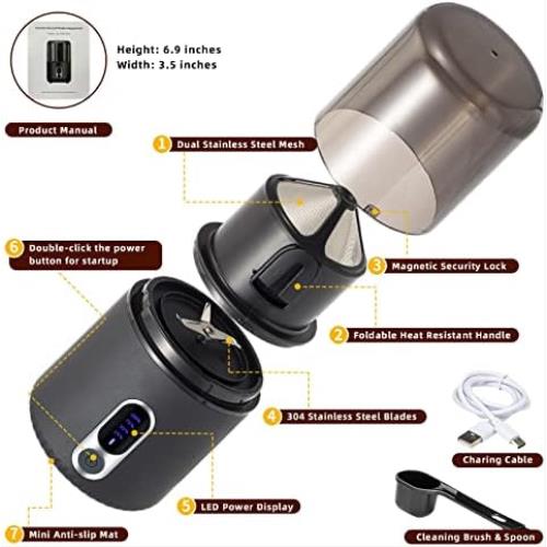 커피 그라인더 미국 LED 전원이 있는 무선 , 브러시가 전기 휴대용 원두 허브 탈착식-631722