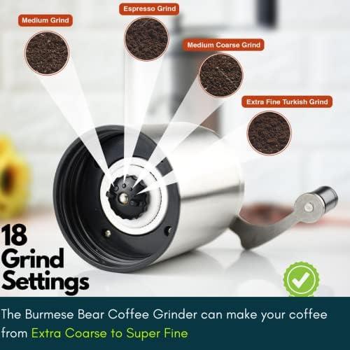 커피 그라인더 미국 버마 곰 세라믹 원뿔형 버 밀이 있는 수동 분쇄기, 원두용 필터가 내장-631798