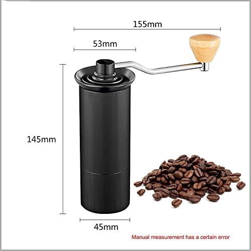 커피 그라인더 미국 WETYG 수동 45MM 알루미늄 기 블랙 브라운 실버 골드 15g 미니휴대용 머신(컬러:블랙)-631977