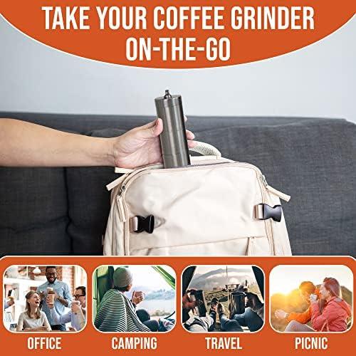커피 그라인더 미국 수동 분쇄기 18개의 조정 가능한 설정이 있는 스테인레스 스틸 세라믹 버 핸드 가정, 사무실용 휴대용-631729