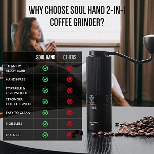 커피 그라인더 미국 소울핸드 2IN1 휴대용 분쇄기, 내부 조정 가능한 설정의 전환 전기 수동 에스프레소-631733