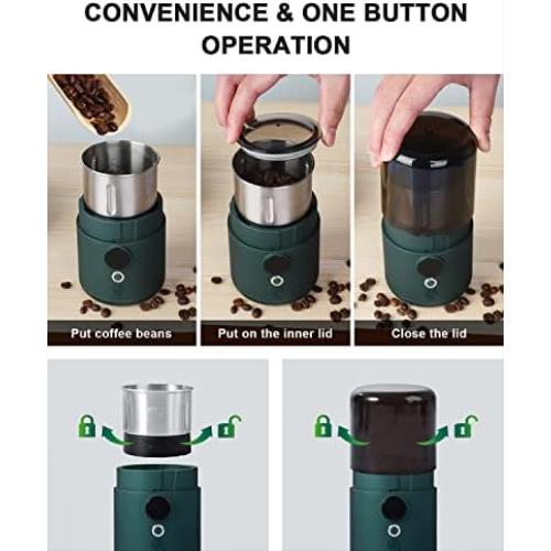 커피 그라인더 미국  전기, 빈충전식 향미료씨앗용 , 청소하기 쉬운 소형-631736