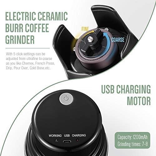 커피 그라인더 미국 Souland USB Electric 5 in 1 여행용 버 스테인리스 필터 포함-631741