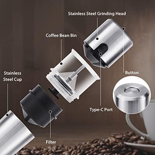 커피 그라인더 미국 전기 버 분쇄기, 휴대용 싱글 서브 제조기(절연 여행용 머그컵 포함), 소형 분쇄기(멀티 )-631748