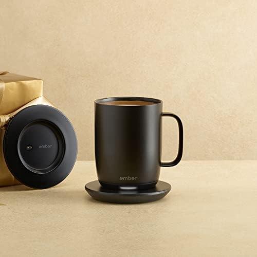 커피 그라인더 미국 엠버 온도 조절 스마트 머그 2, 14온스, 블랙, 80분. 배터리 수명 앱 제어 가열식 개선된 디자인-631744