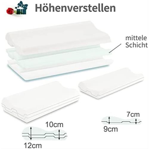 독일 베개 LAMB 높이 조절 메모리폼 목지지 인체공학적 수면 세탁 샌드위치
