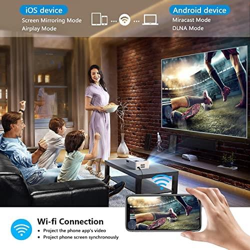 휴대용 미니 빔 프로젝터 미국 WiFi 및 양방향 블루투스를 지원하는 네이티브 1080P, 야외 영화용 풀 HD 무비 300인치 디스플레이