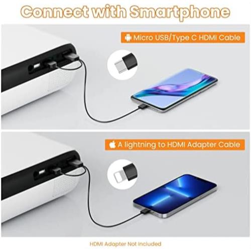 휴대용 미니 빔 프로젝터 미국 HAPRUN, 100화면의 네이티브 1080P 블루투스 스마트폰과 호환