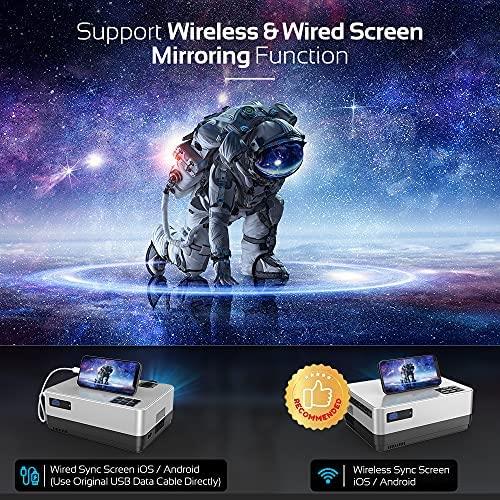 휴대용 미니 빔 프로젝터 미국 DBPOWER WiFi, 캐리어 케이스 포함 9000L 풀 HD 1080p 비디오 iOS 안드로이드 동기화