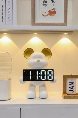 디지털 탁상시계 LED 곰인형 인테리어 장식 데스크탑 거실 가정용 디지털 소형 알람 -637162
